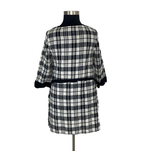 Moonlight M Black White Plaid Dress Lagenlook Art to Wear Cottagecore Fits L - Picture 3 of 9